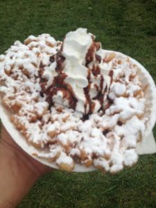 Funnel cakes are a Pennsylvania Dutch tradition. This is a funnel cake from a festival last summer here in Ohio.