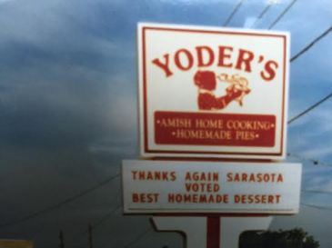 A photo of the Yoder's sign circa 1990