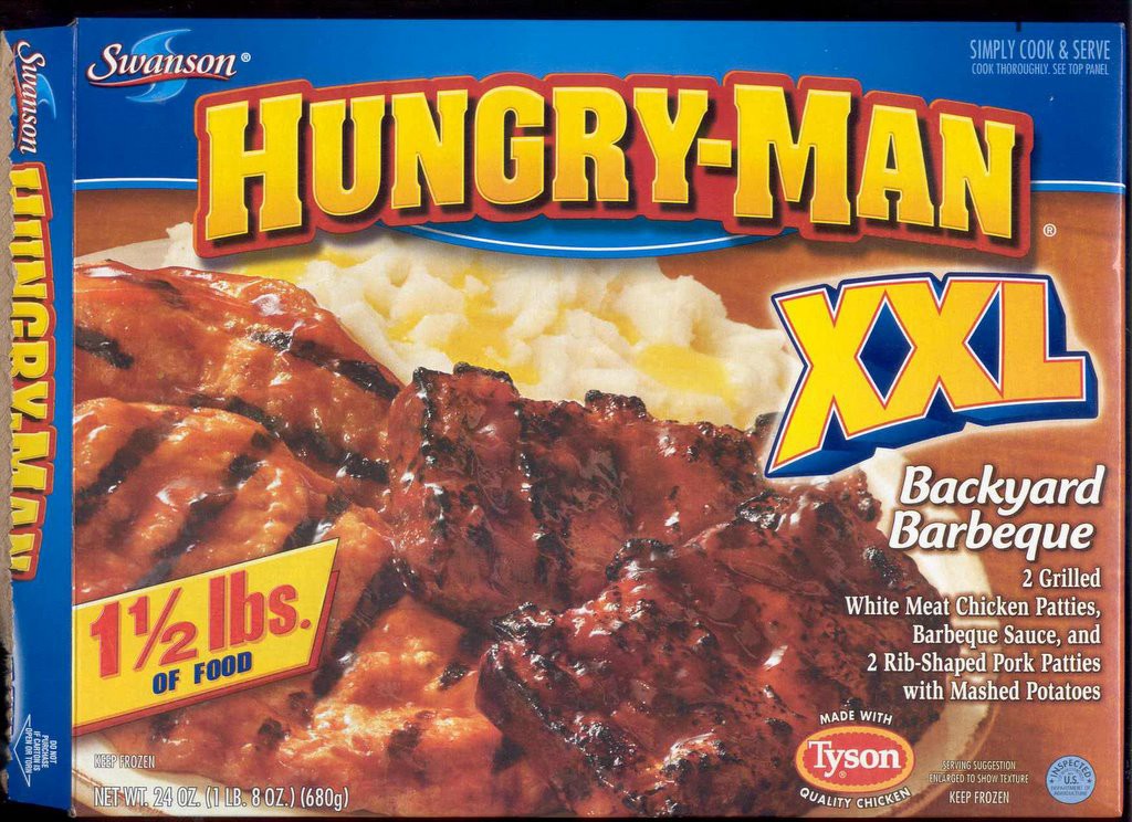 Boy, this is a TV dinner on steroids....the portions were always skimpy in the TV dinners of my youth, although my guess is, despite the trumpeting "1.5 pounds of food", I'd still not be full after eating this. And, hey, where is the dessert??