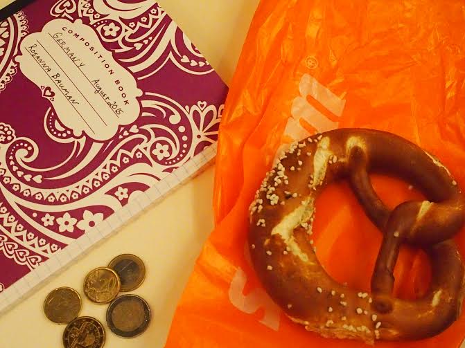 Pretzels, trip diary and coins are indispensable in Europe
