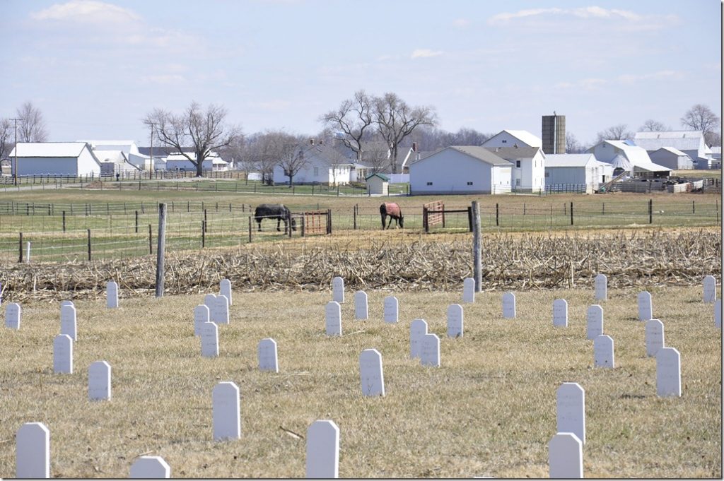 An Amish Cemetery outside of Grabill, Indiana is  like the one where Gloria's Grandpa Raber was buried. 