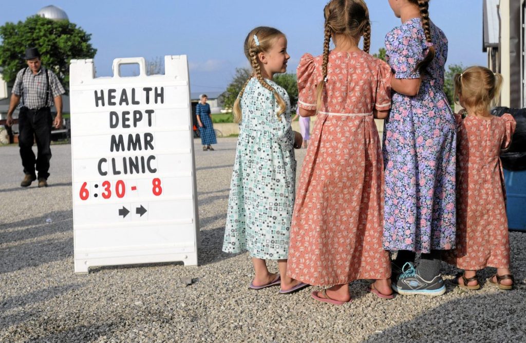 Young Amish Girls at a Health Clinic