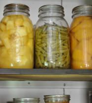 Gloria's garden is producing a bountiful harvest much of which finds its way into canning jars. This was her canning collection from a couple of years ago