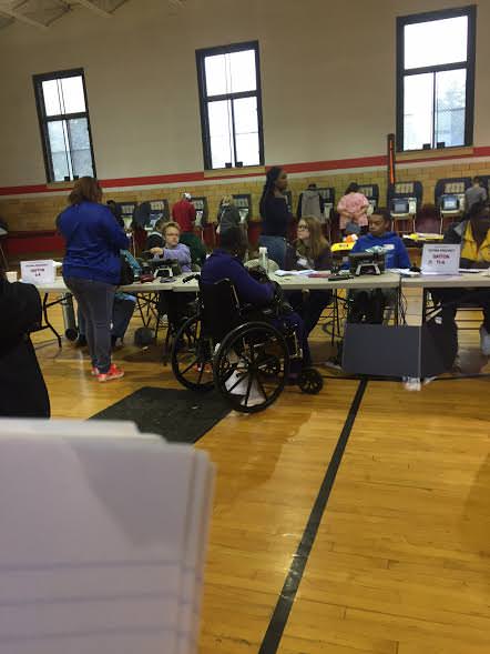 It was busy inside the voting booths at Holy Family Catholic Church in Dayton