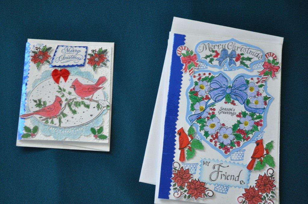 These are homemade, hand-made Christmas cards, which are often exchanged among the more conservative Amish...