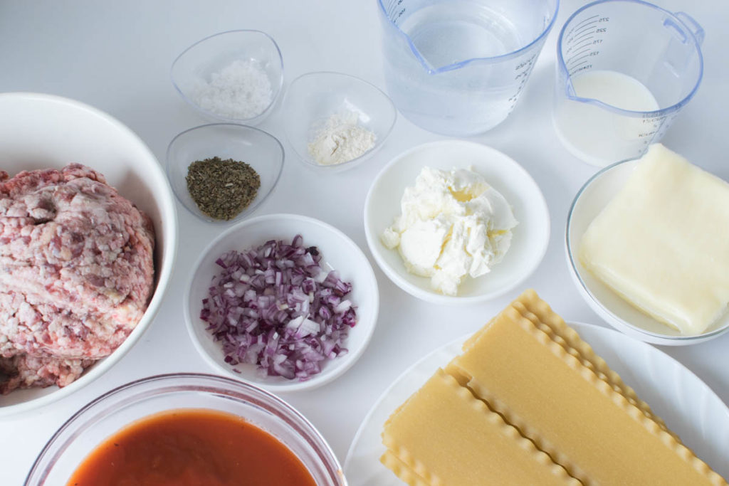 Ingredients for lasagna