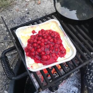 Amish Cherry Dump Cake on the grill