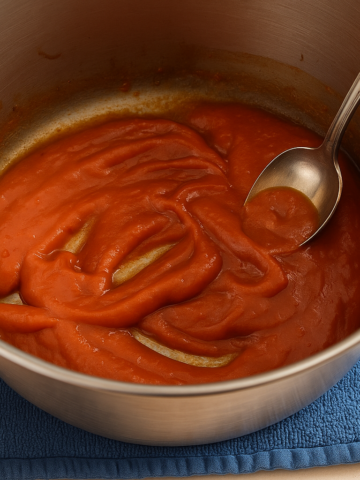 Emergency ketchup pizza sauce on homemade pizza pocket - 5 minute recipe using pantry ingredients