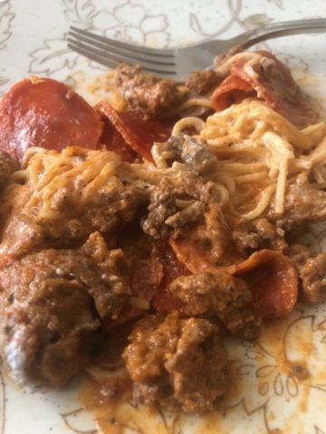 Pizza Spaghetti on a Plate