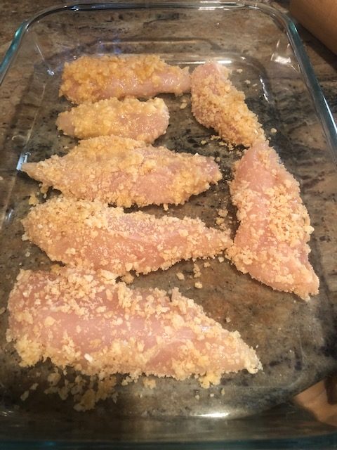 Rice Krispies Chicken Going into the Oven