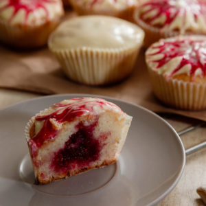 Festive White-Chocolate Raspberry Cupcakes