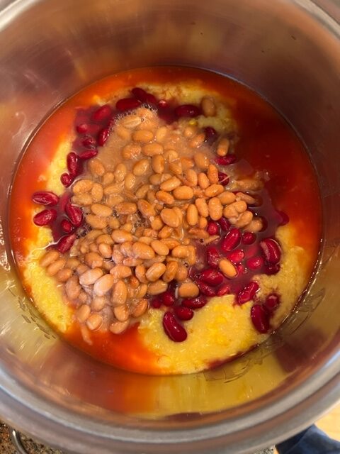 beans added to the Amish-style Texas chili.